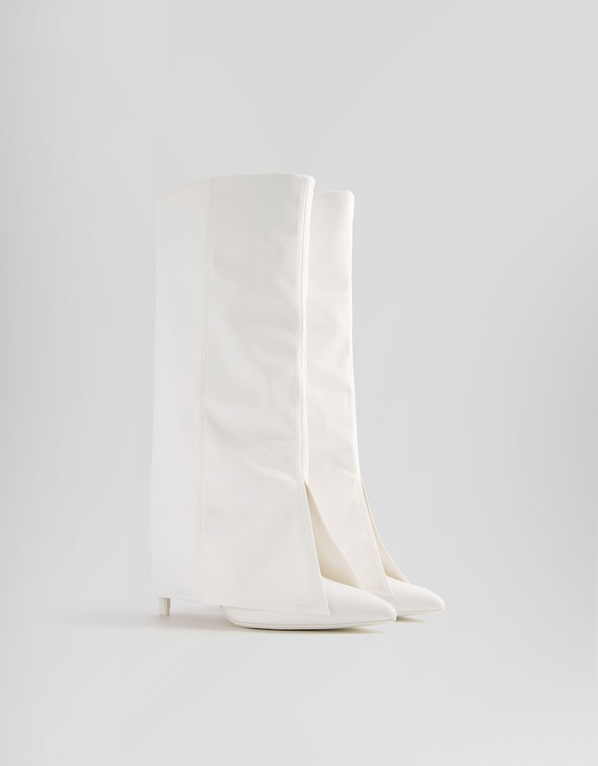 Botas tacão calças-Branco-0