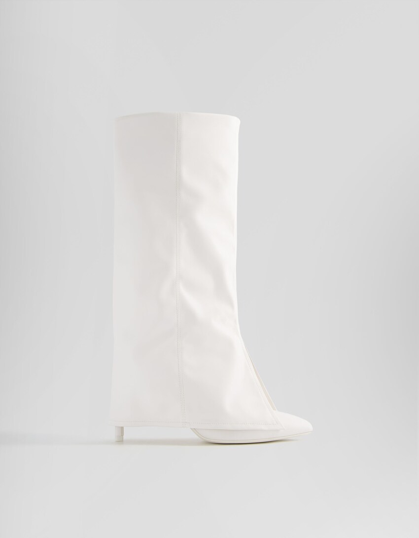 Absatzstiefel mit langem Schaft-Weiss-4