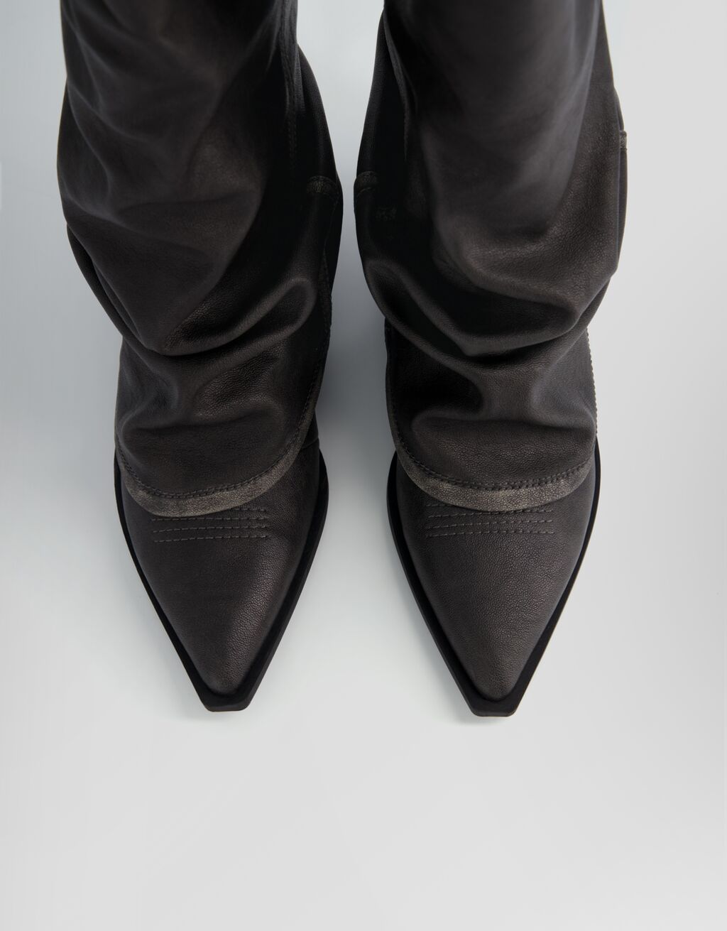 Absatzstiefel im Cowboylook mit langem Schaft-Schwarz-3