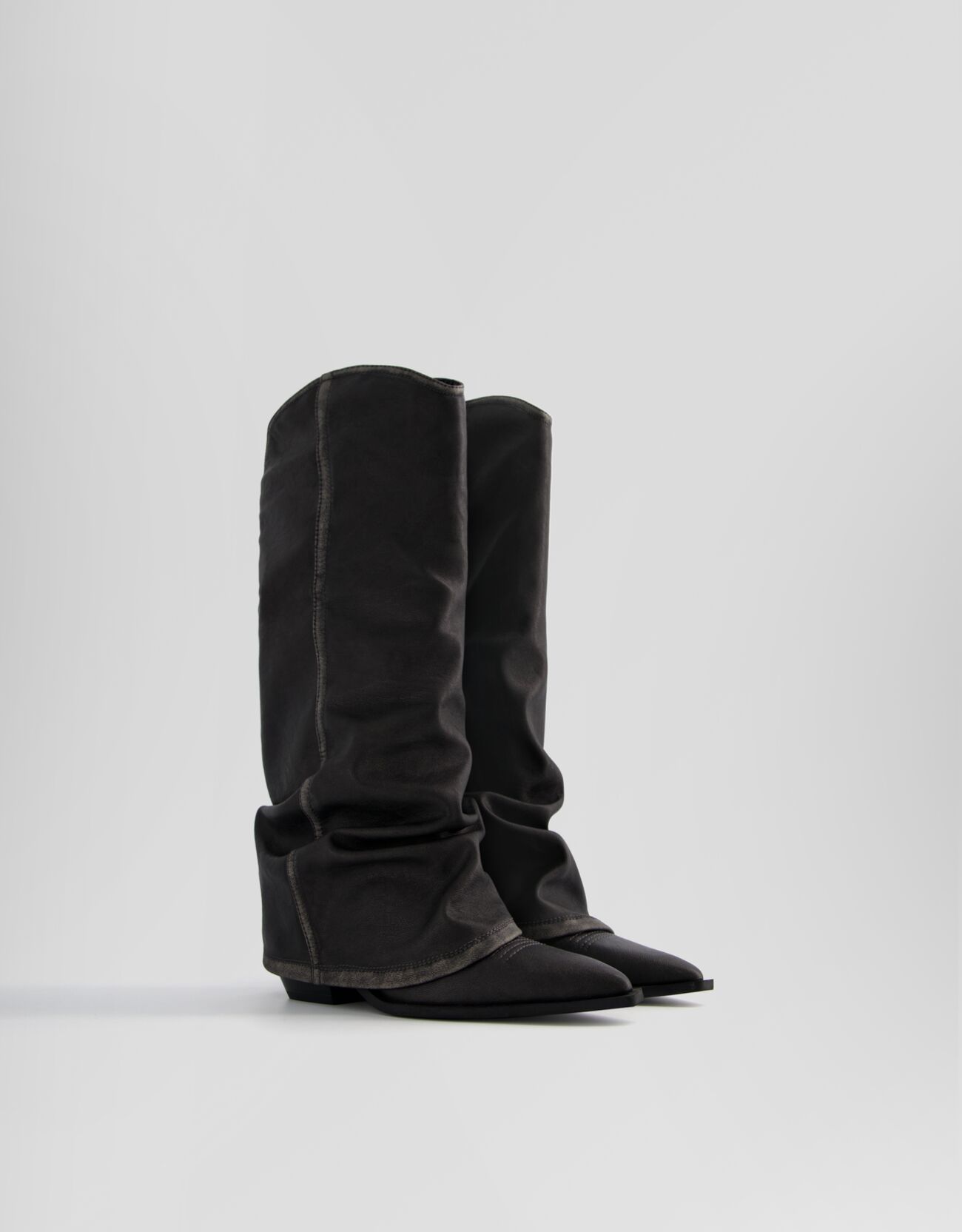 Black fold over boots online