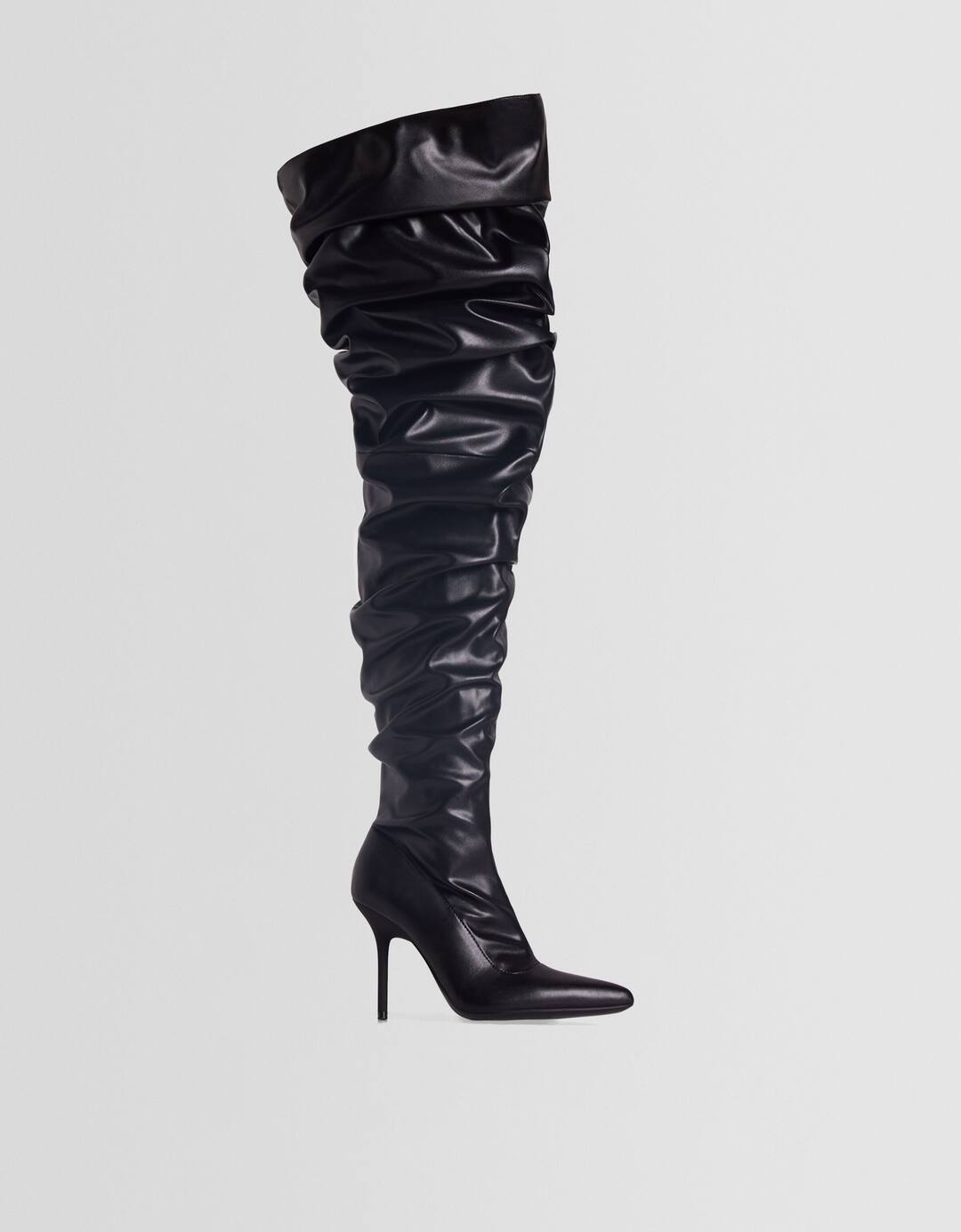 Generation Bershka slouchy over-the-knee boots with stiletto heels