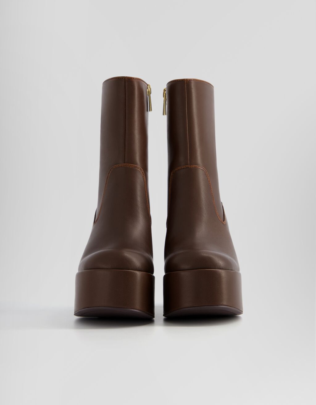 High-heel platform ankle boots-Brown-3