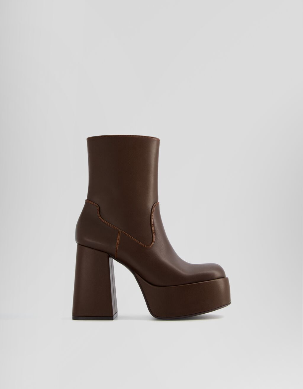 High-heel platform ankle boots-Brown-5