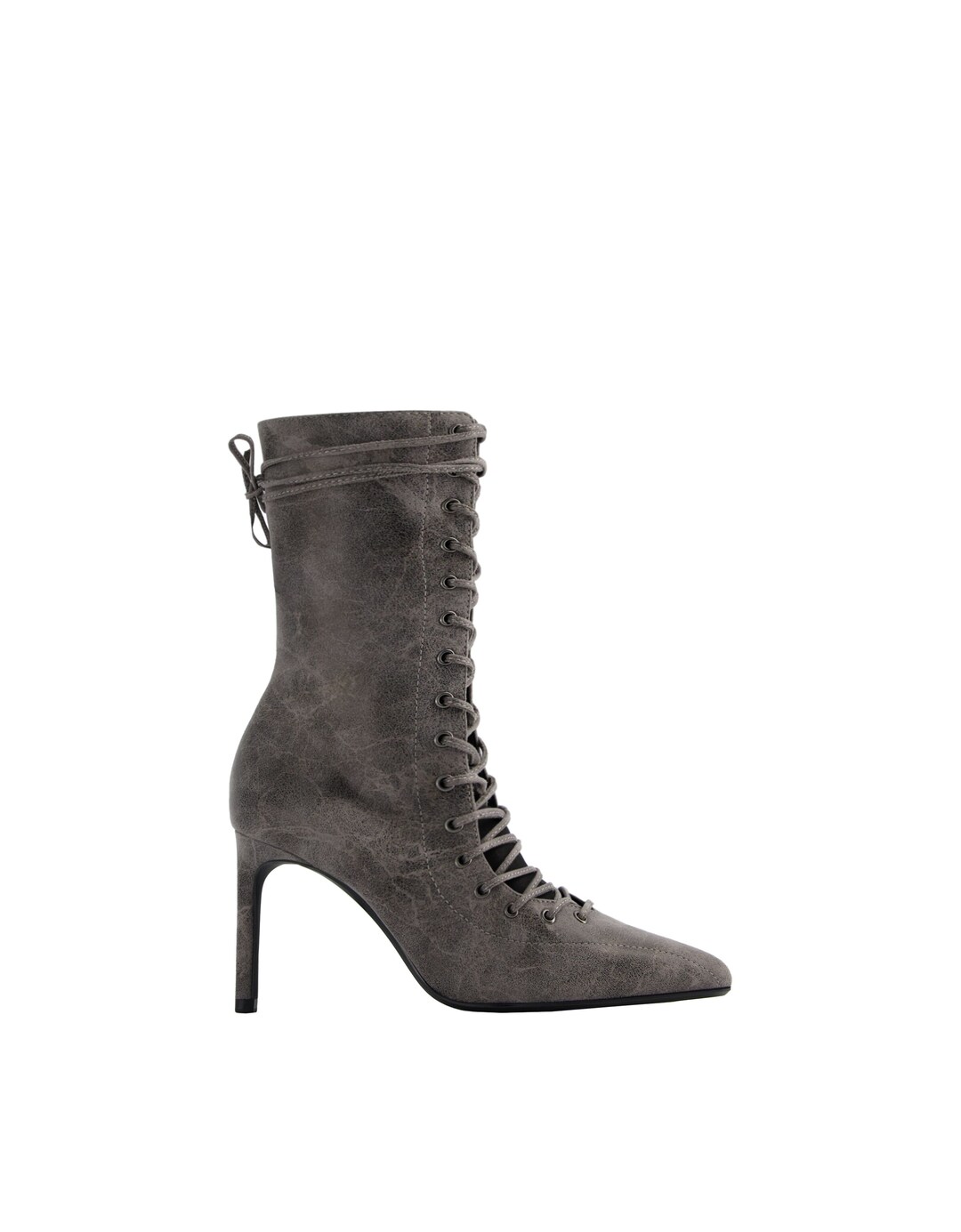 Lace-up stiletto heel zipper ankle boots