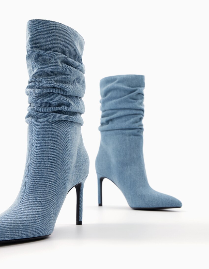 Absatzstiefeletten im Slouchy-Fit-Ausgewaschenes Blau-3