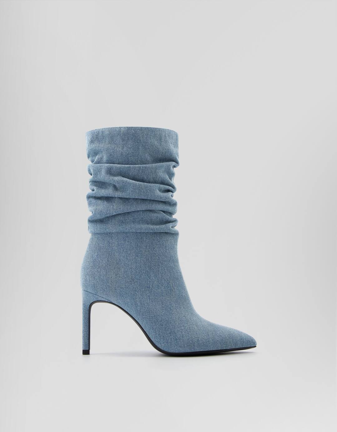 Slouchy heeled denim ankle boots