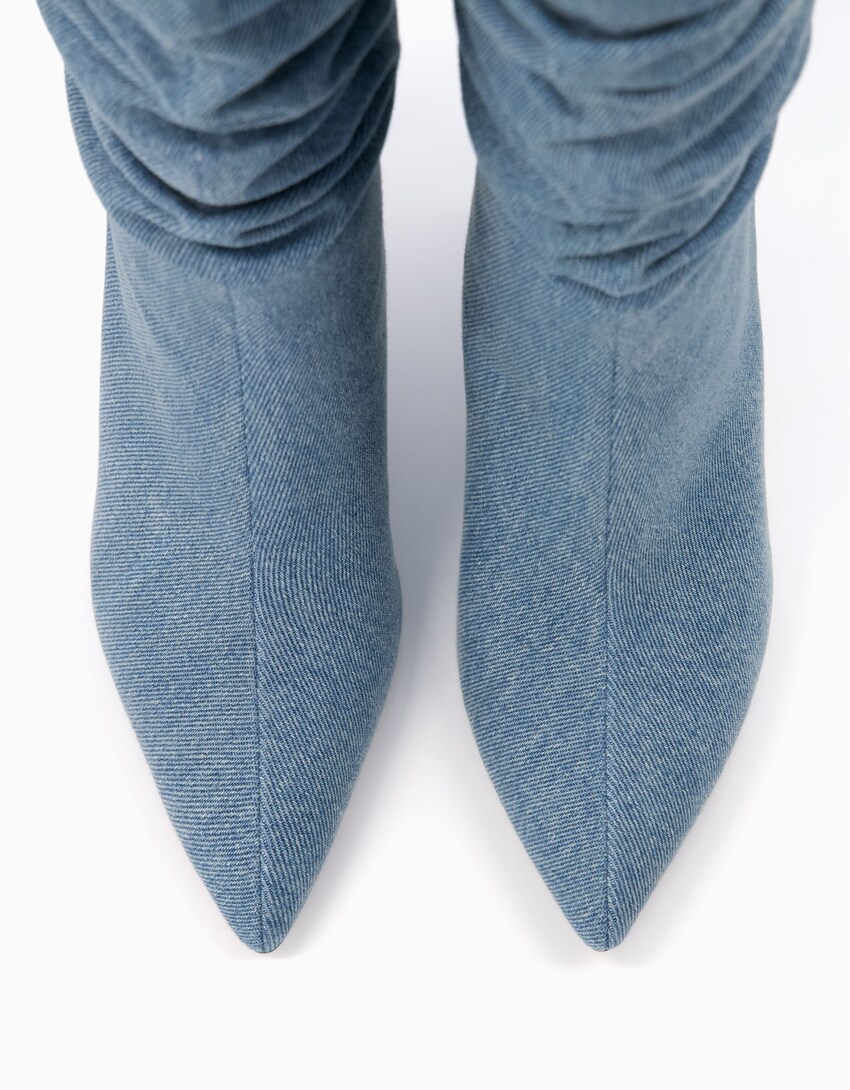 Absatzstiefeletten im Slouchy-Fit-Ausgewaschenes Blau-2