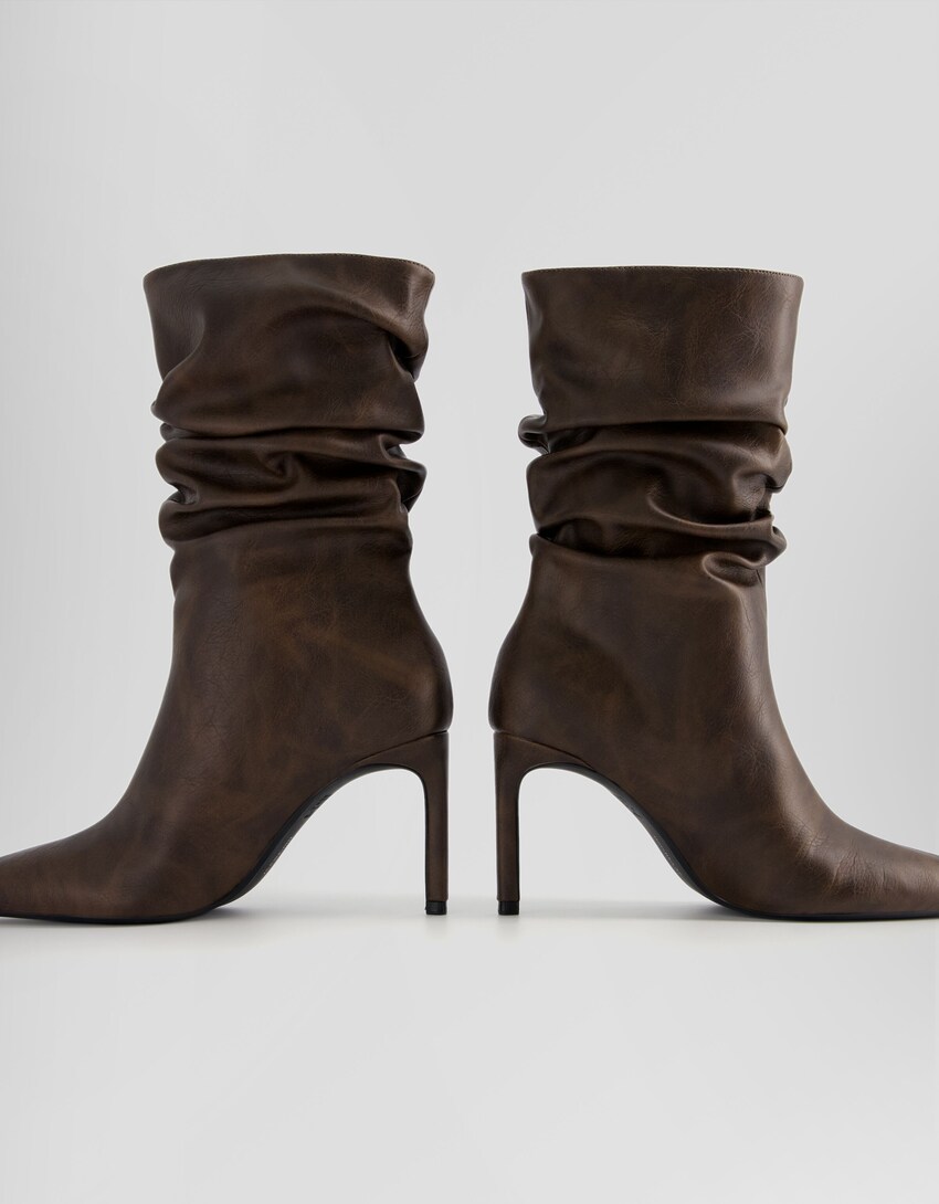 Slouchy stiletto heel ankle boots - Women | Bershka