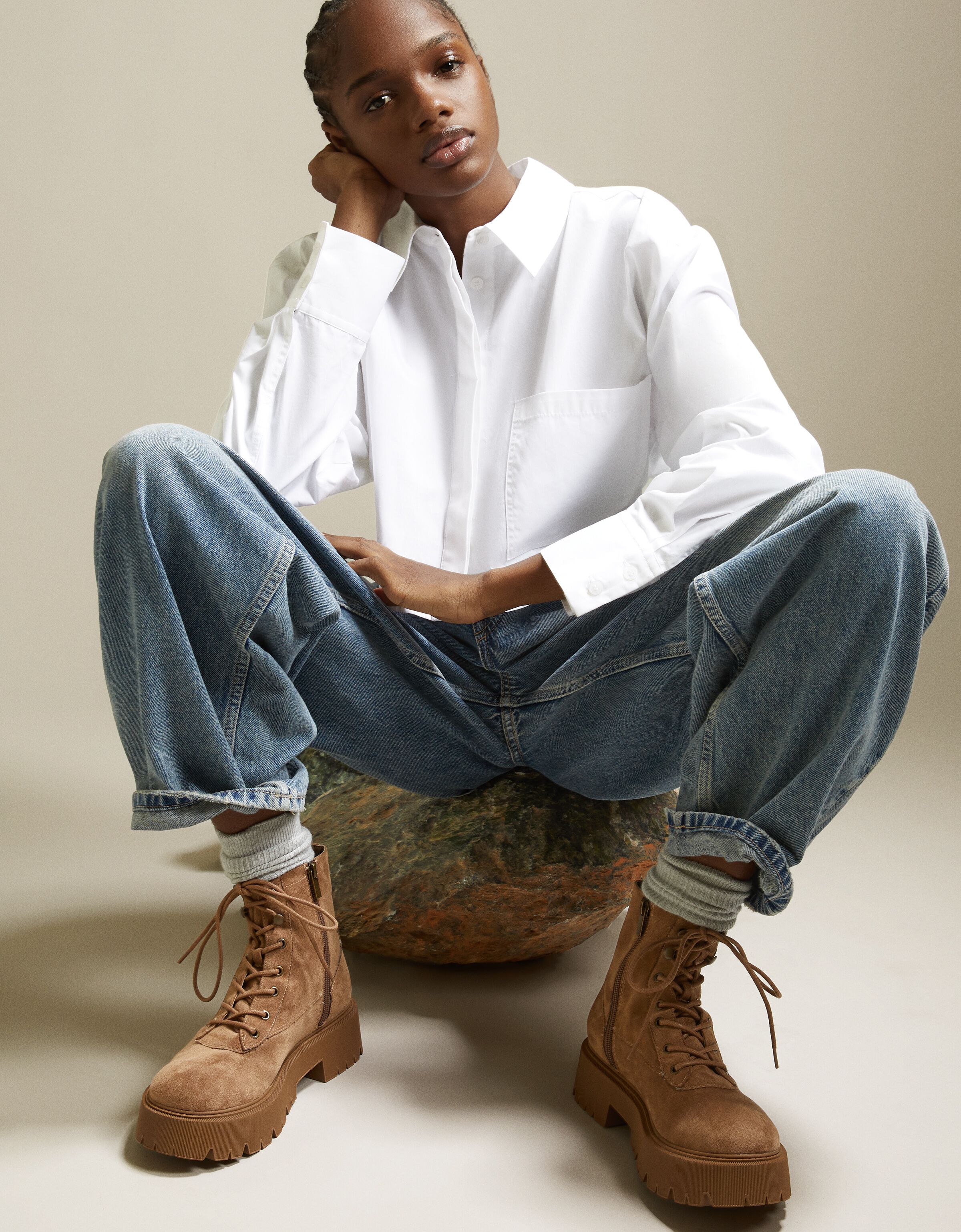 Bottines plates deals a lacets