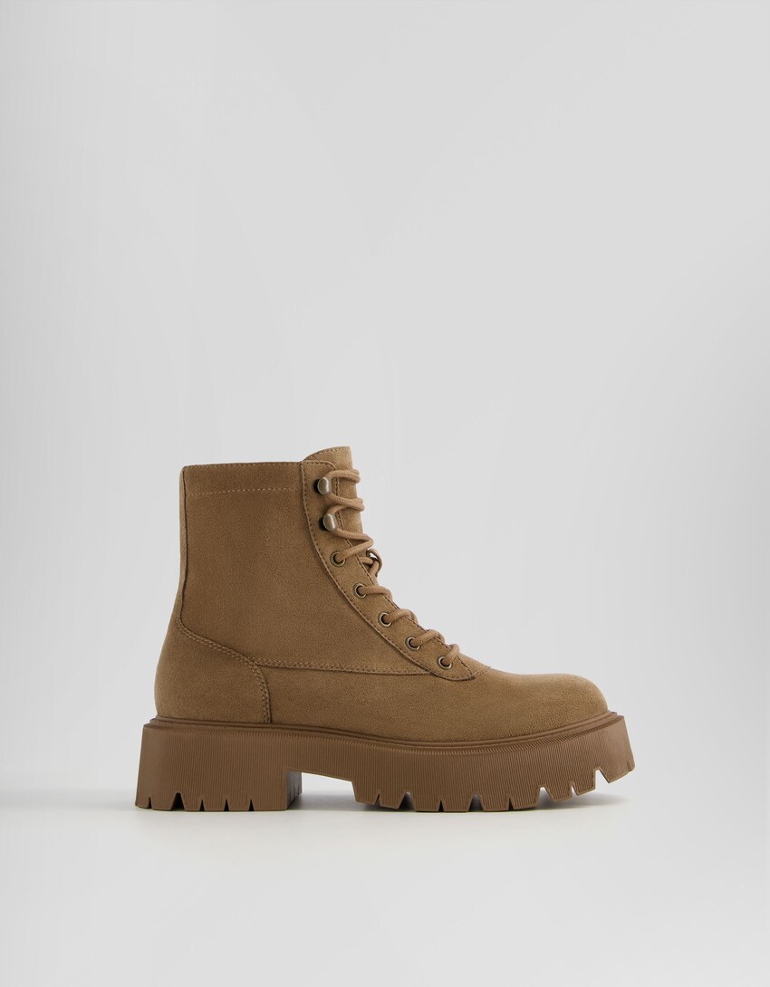 Flache Schnürstiefeletten-Sandfarbe-5