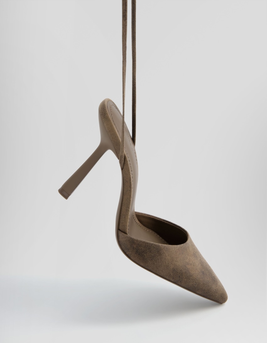 Sapato de tacão tipo mule atado-Marrom-2