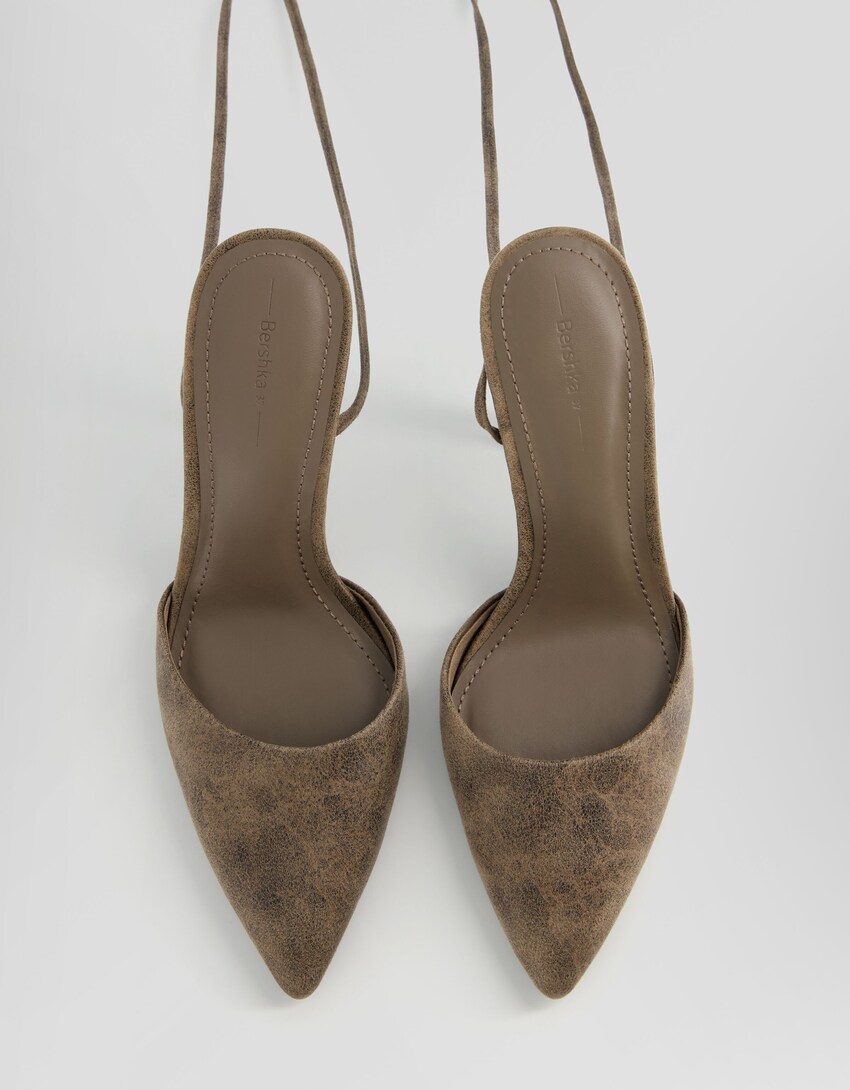 Sapato de tacão tipo mule atado-Marrom-4