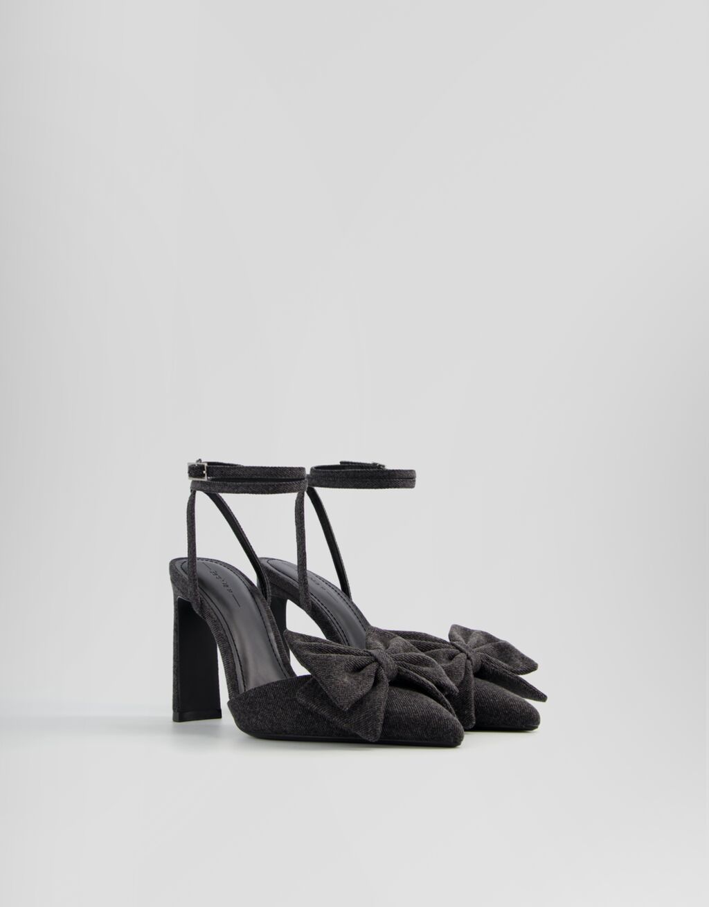 Chaussures talon bride cheville en denim avec n ud Femme