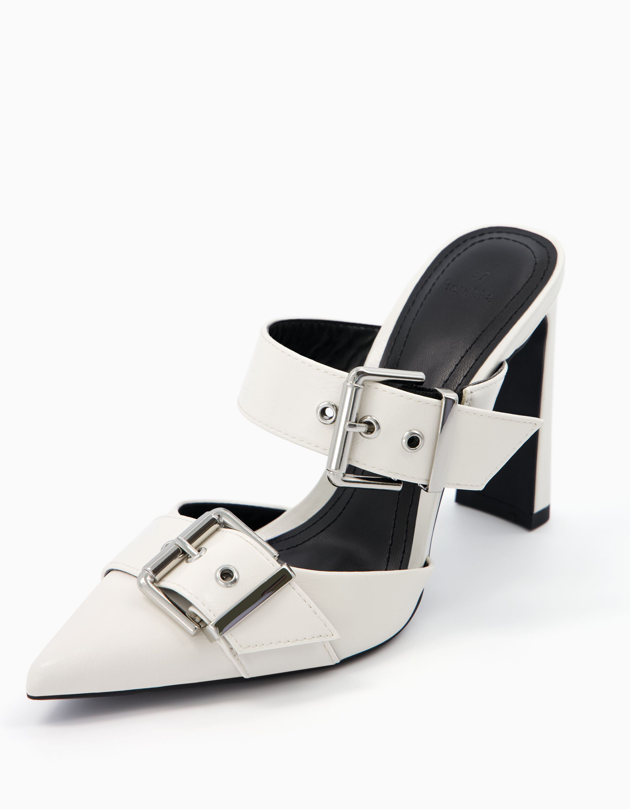 High heel mules with buckles Shoes Women Bershka