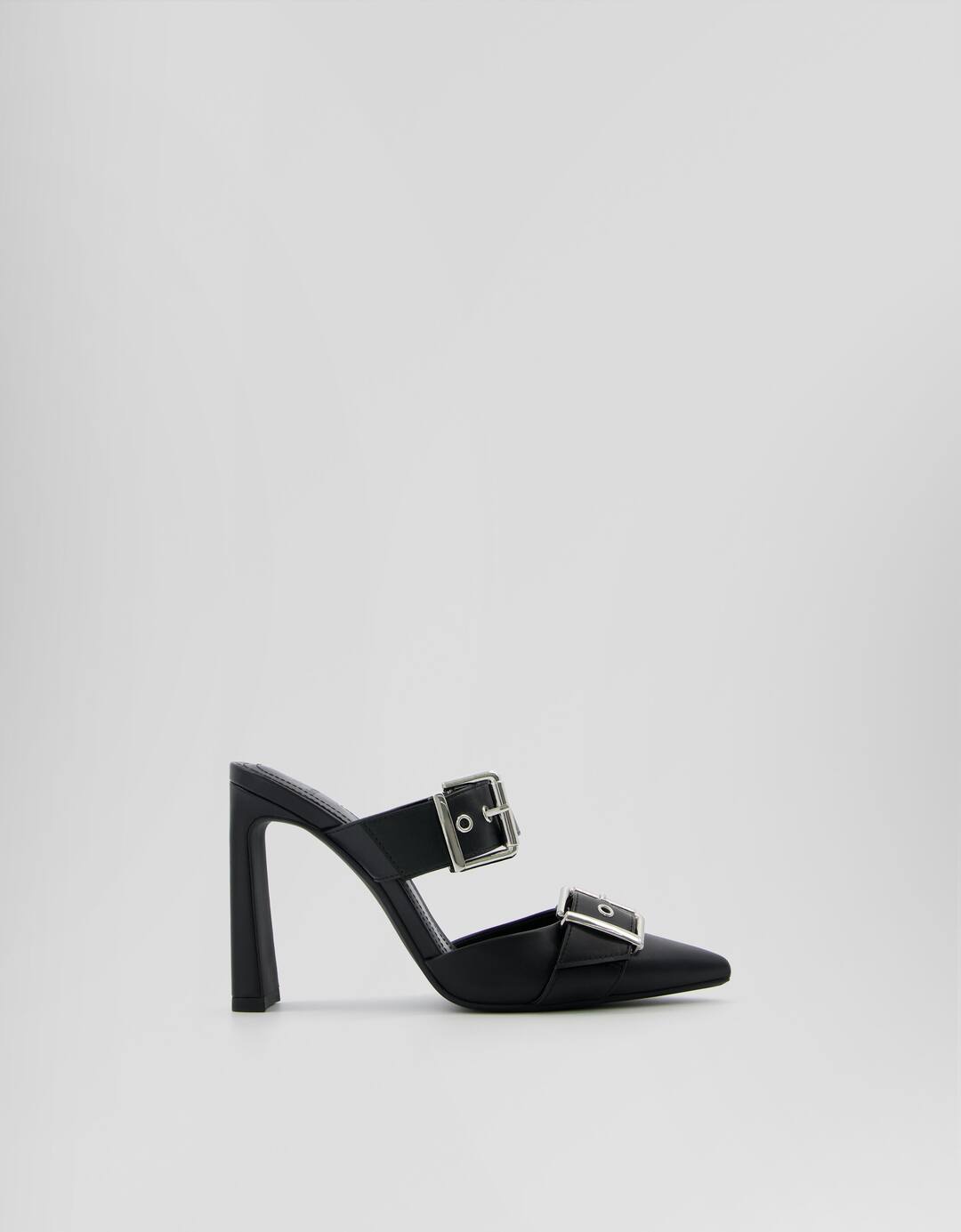 High-heel mules with buckles