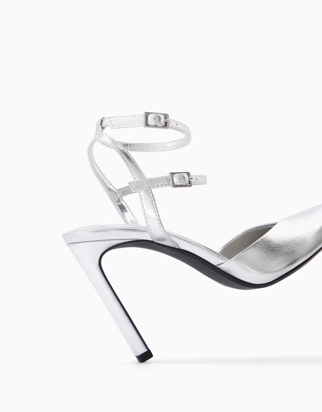 Metallic-Absatzschuhe mit offener Ferse-Silber-2