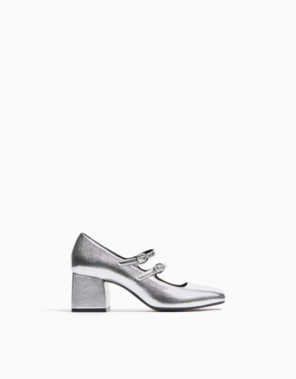 Schuhe mit breitem Absatz im Mary Jane-Stil-Silber-5