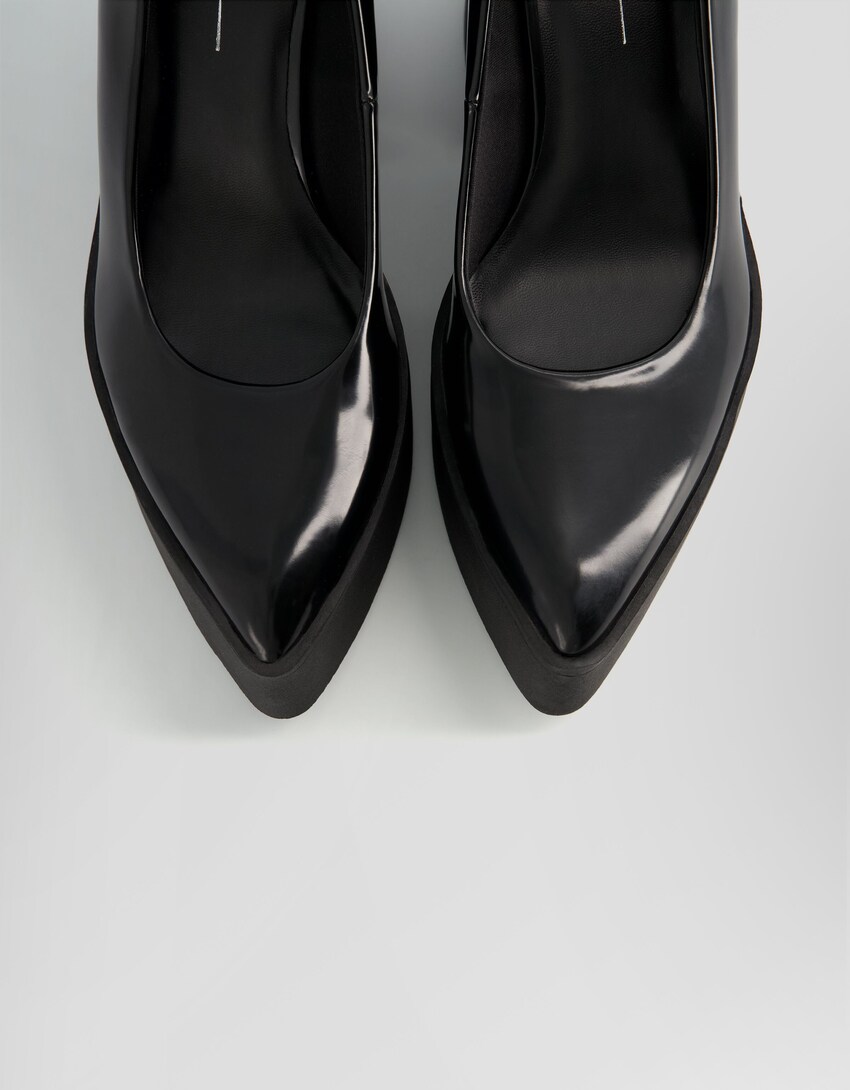 Zapato tacón plataforma pulsera acabado punta-Negro-3