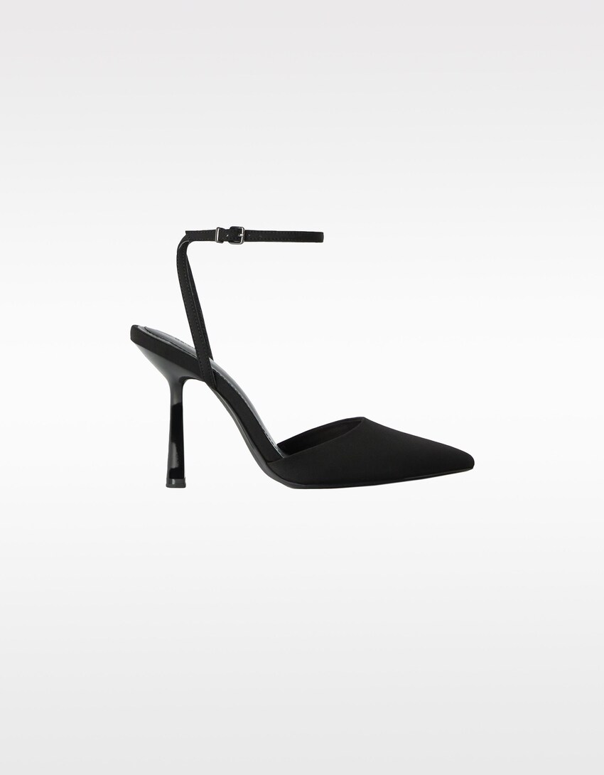 Slingbacks mit Absatz und Knöchelriemchen-Schwarz-5