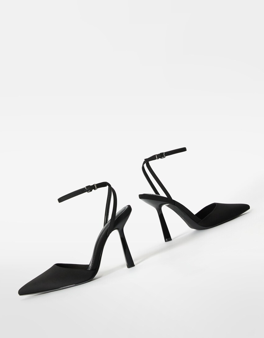 Slingbacks mit Absatz und Knöchelriemchen-Schwarz-3