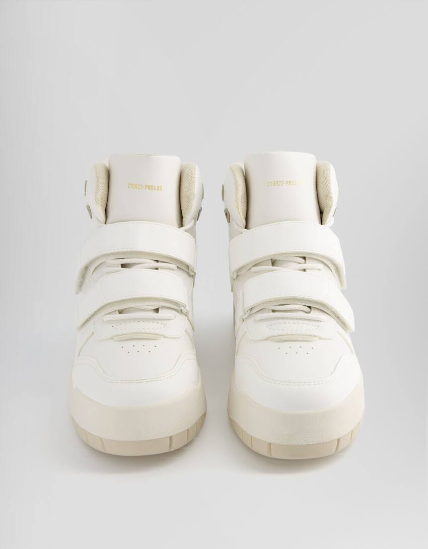 Strappy high-top trainers with technical details-WHITE-2