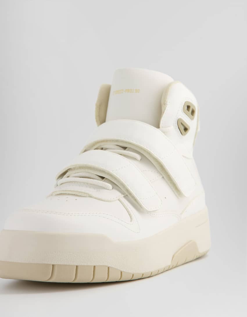 Strappy high-top trainers with technical details-WHITE-1