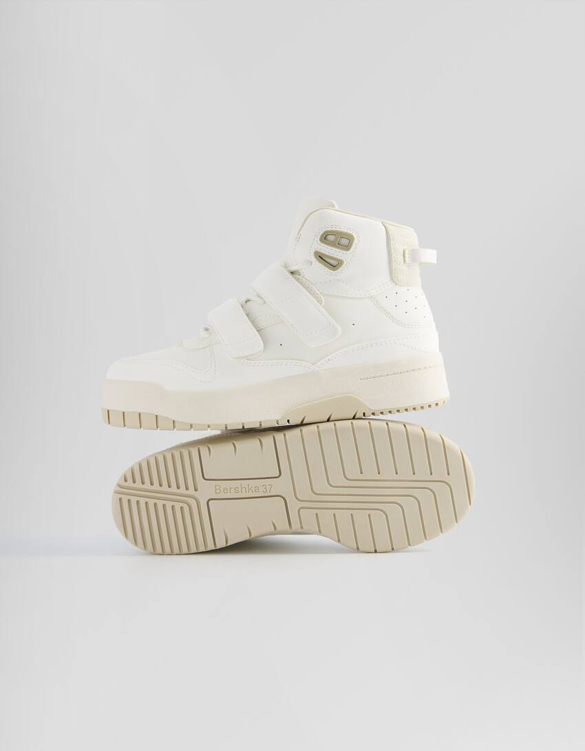 Strappy high-top trainers with technical details-WHITE-3