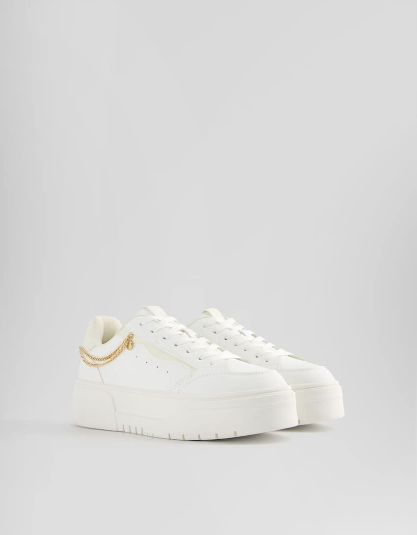 Platform trainers with chain detail-WHITE-0