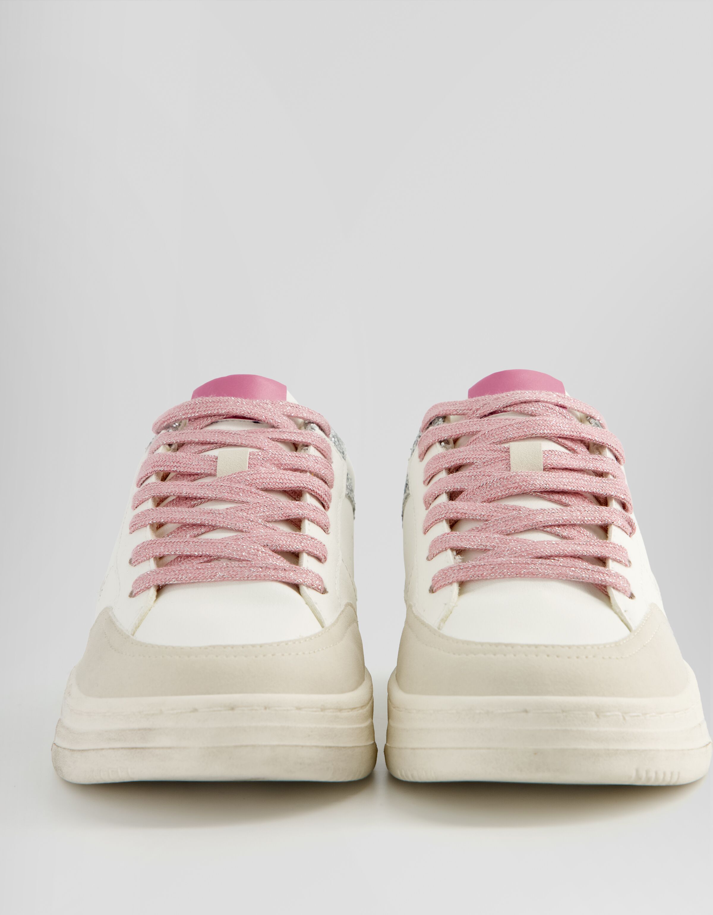 Sneaker mit Glitzer und Sohle im Used-Look-Weiss-1