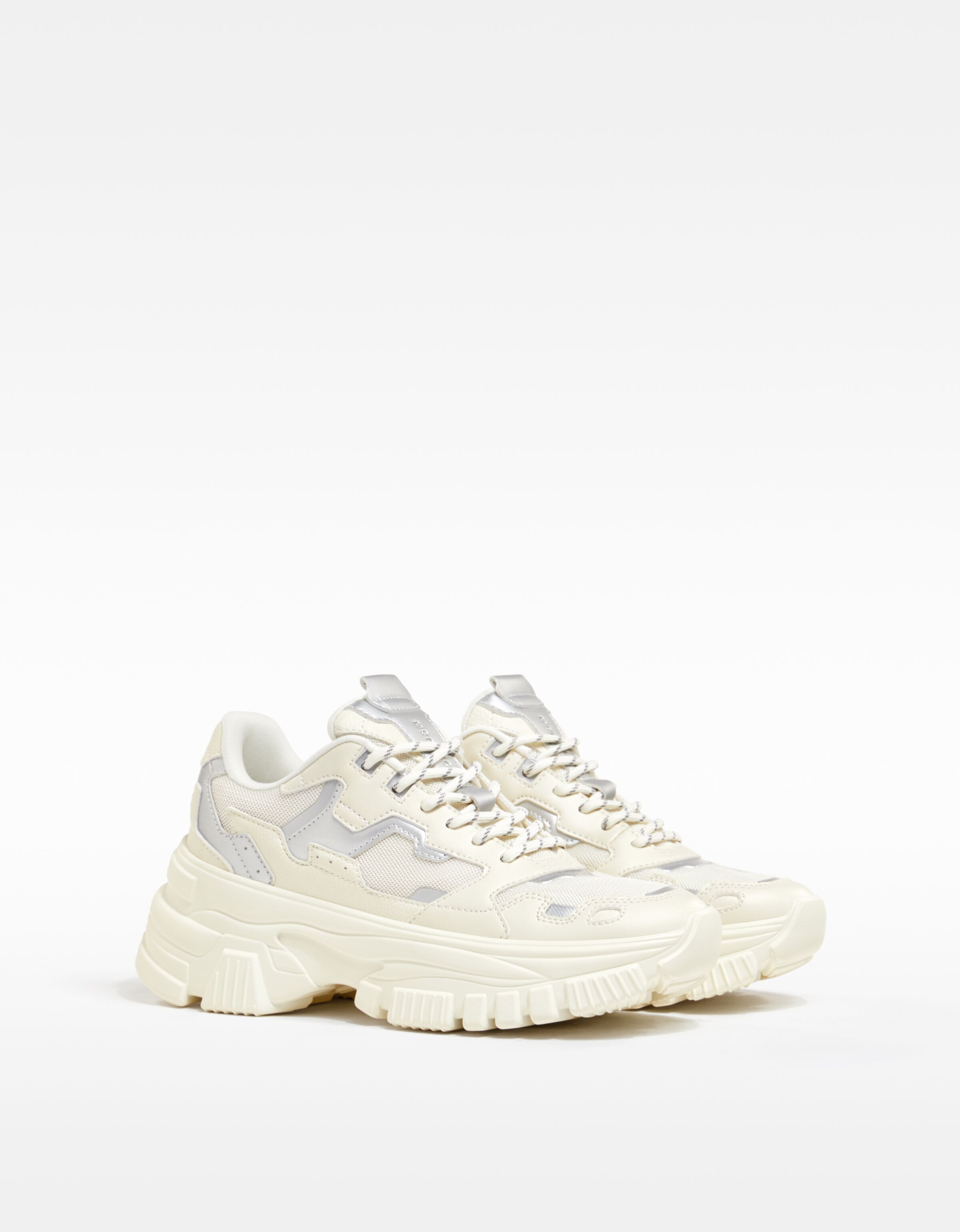 Multi piece mesh sneakers with XL sole Shoes BSK Teen Bershka