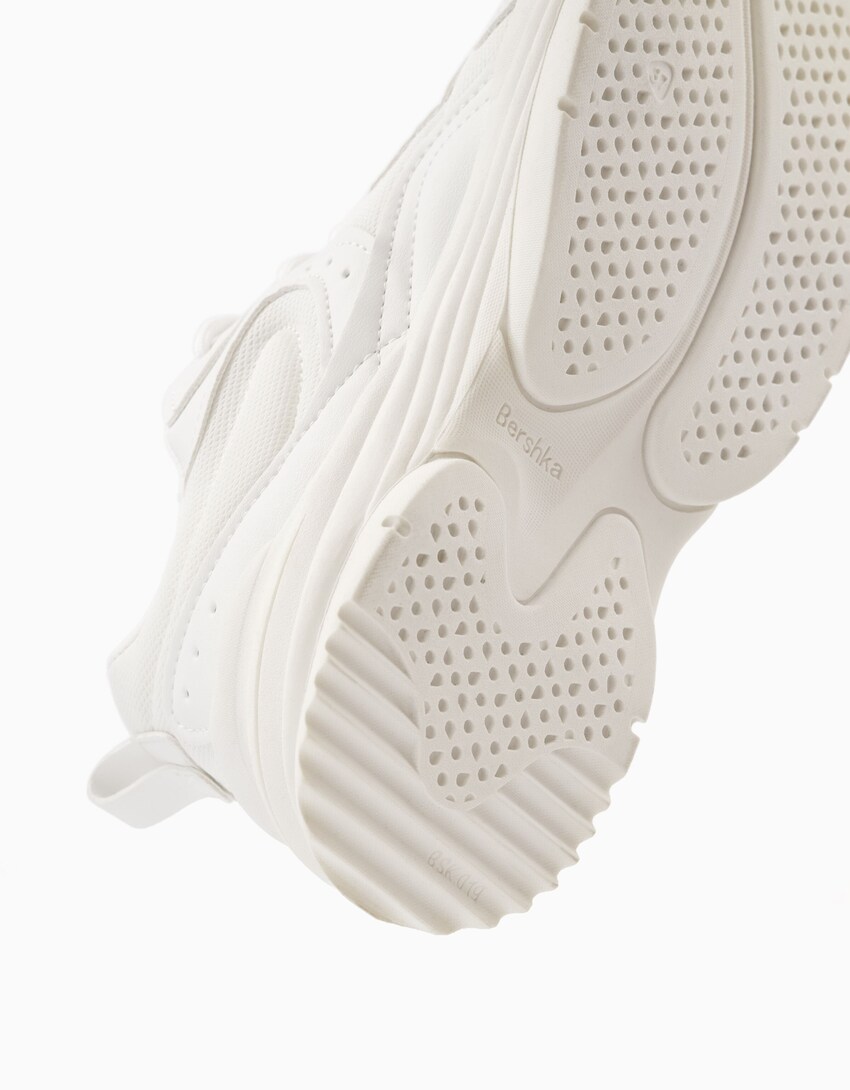 Kombinierte Sneaker mit Netzstoff-Weiss-1