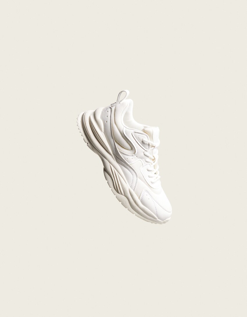 Kombinierte Sneaker mit Netzstoff-Weiss-5
