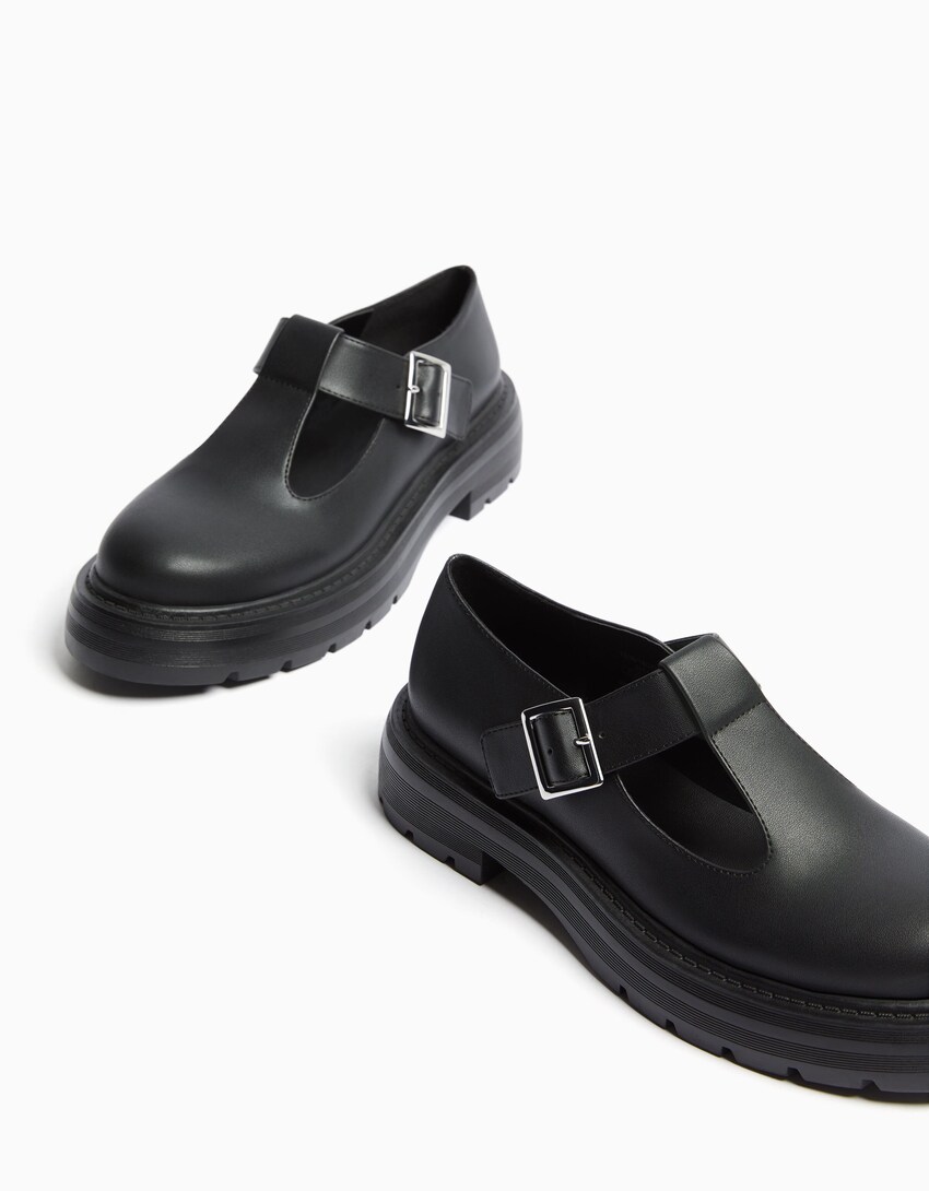 Flat Mary Jane shoes-BLACK-1
