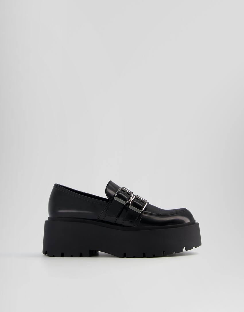 Chaussures plateforme avec boucles-Noir-5