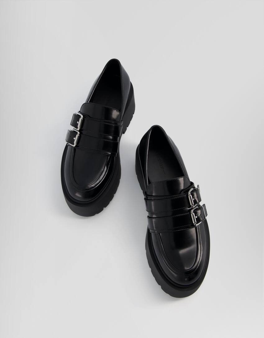 Chaussures plateforme avec boucles-Noir-4