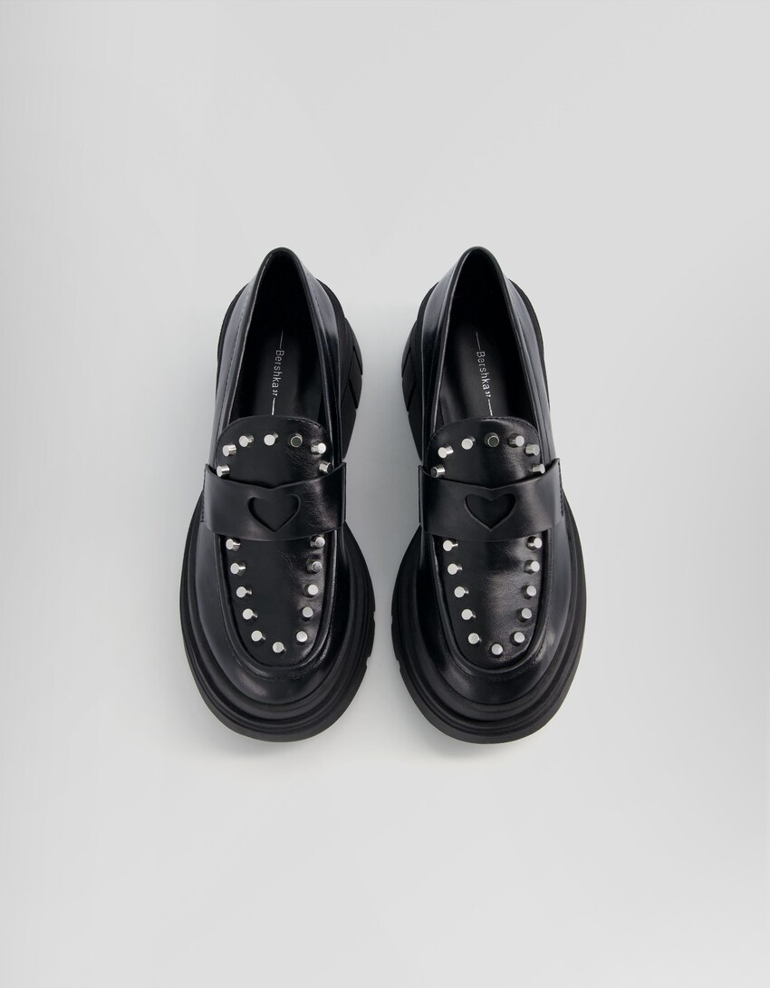 Studded loafers with chunky soles-BLACK-4
