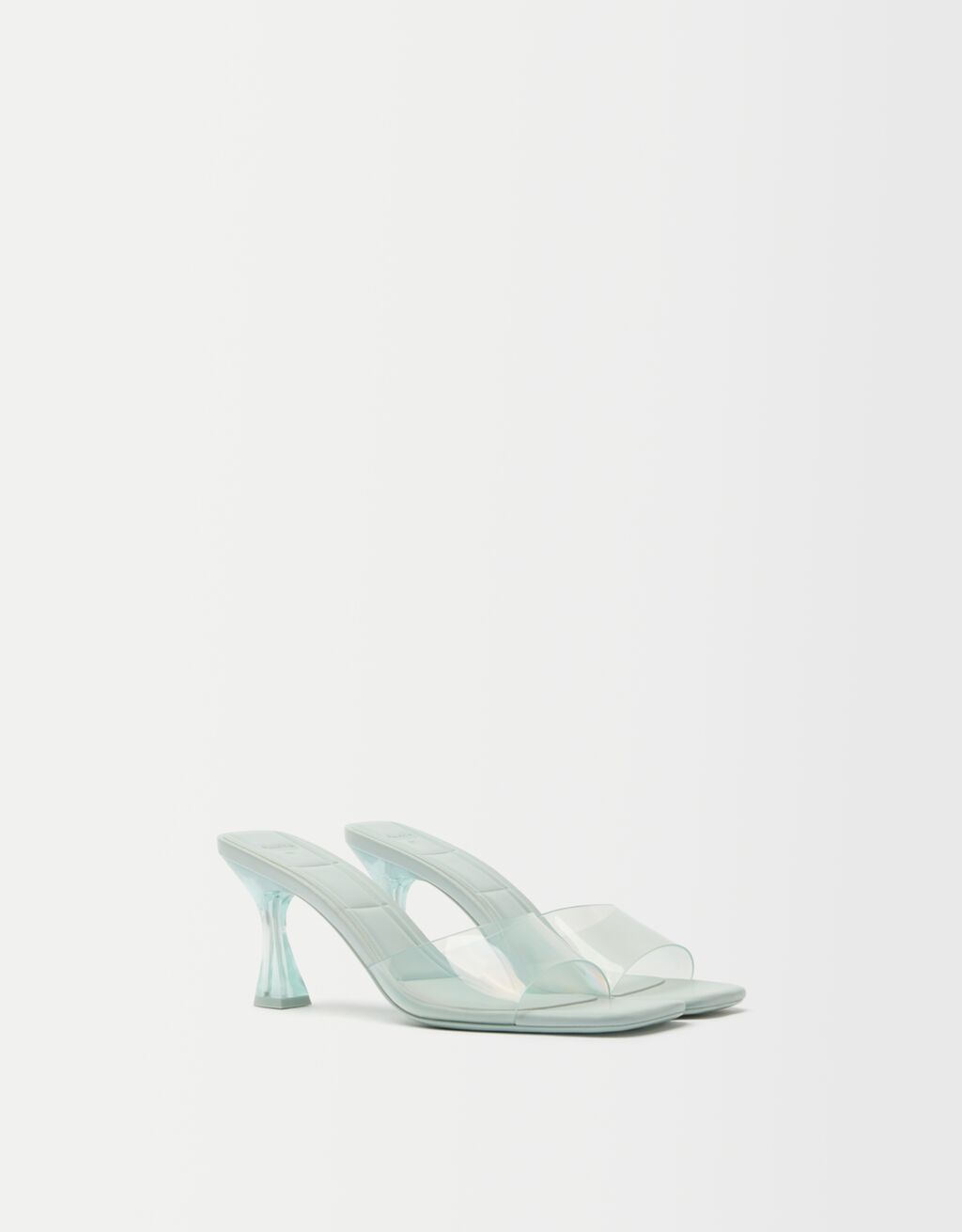 Vinyl mules with methacrylate cheap heel