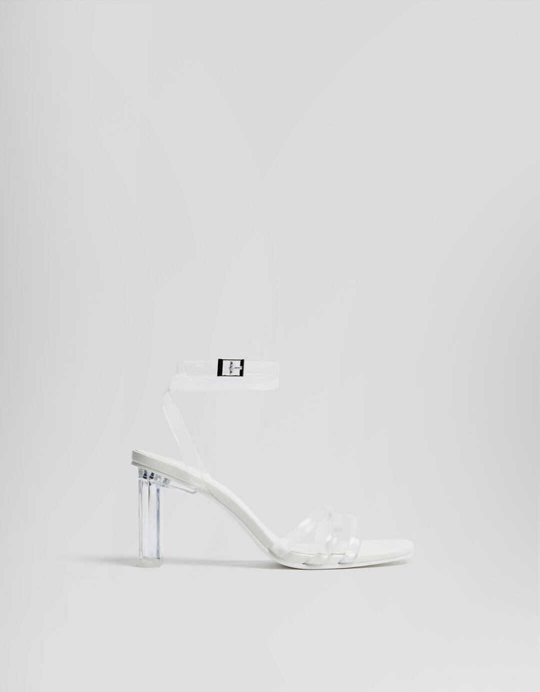 High-heel strappy sandals with ankle strap