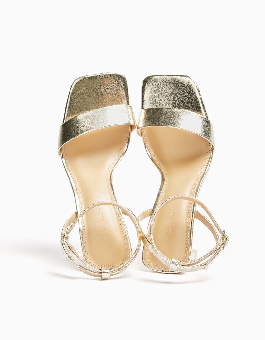 Sandalen mit Absatz und Knöchelriemchen-Gold-3
