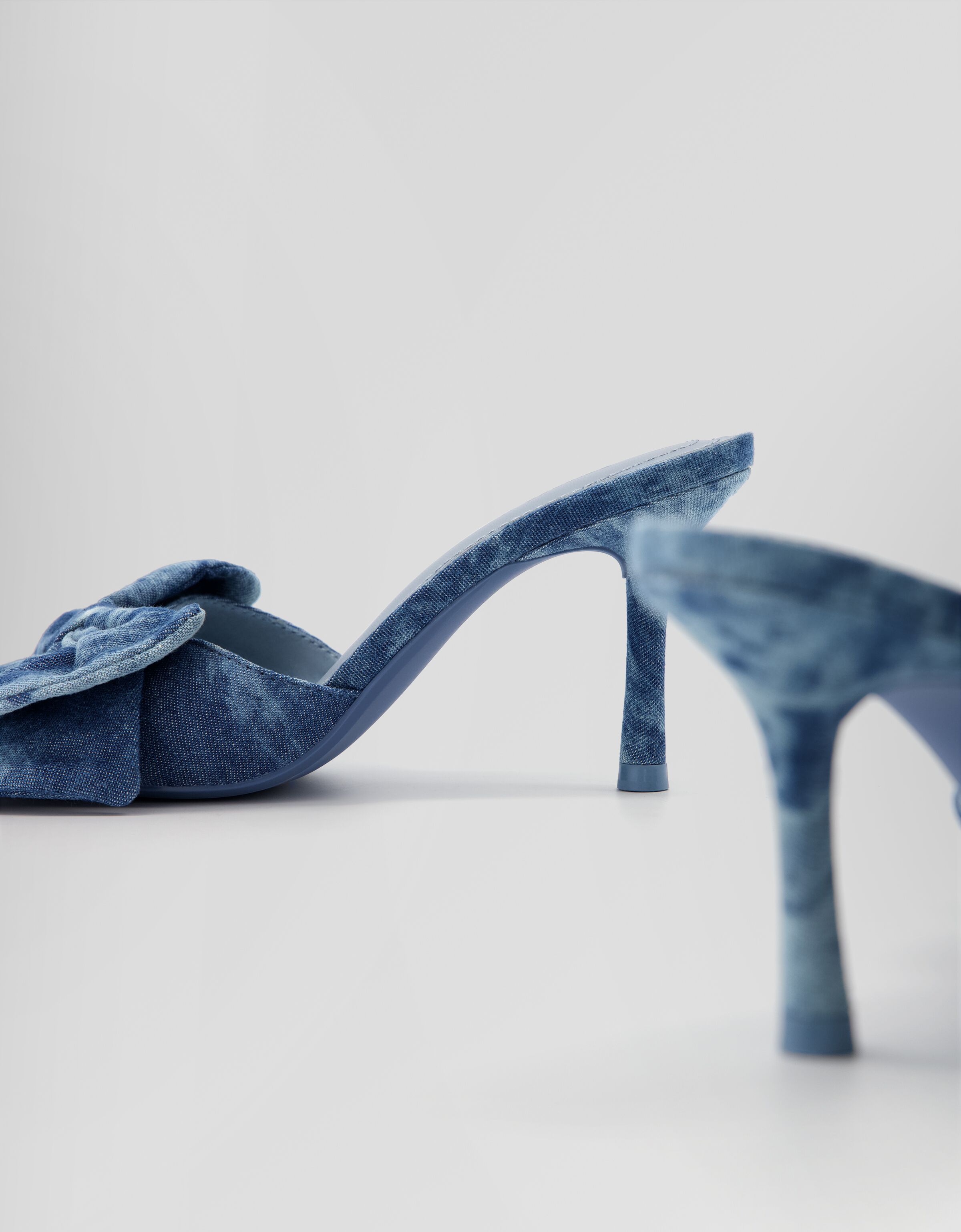 Denim shop mules heels