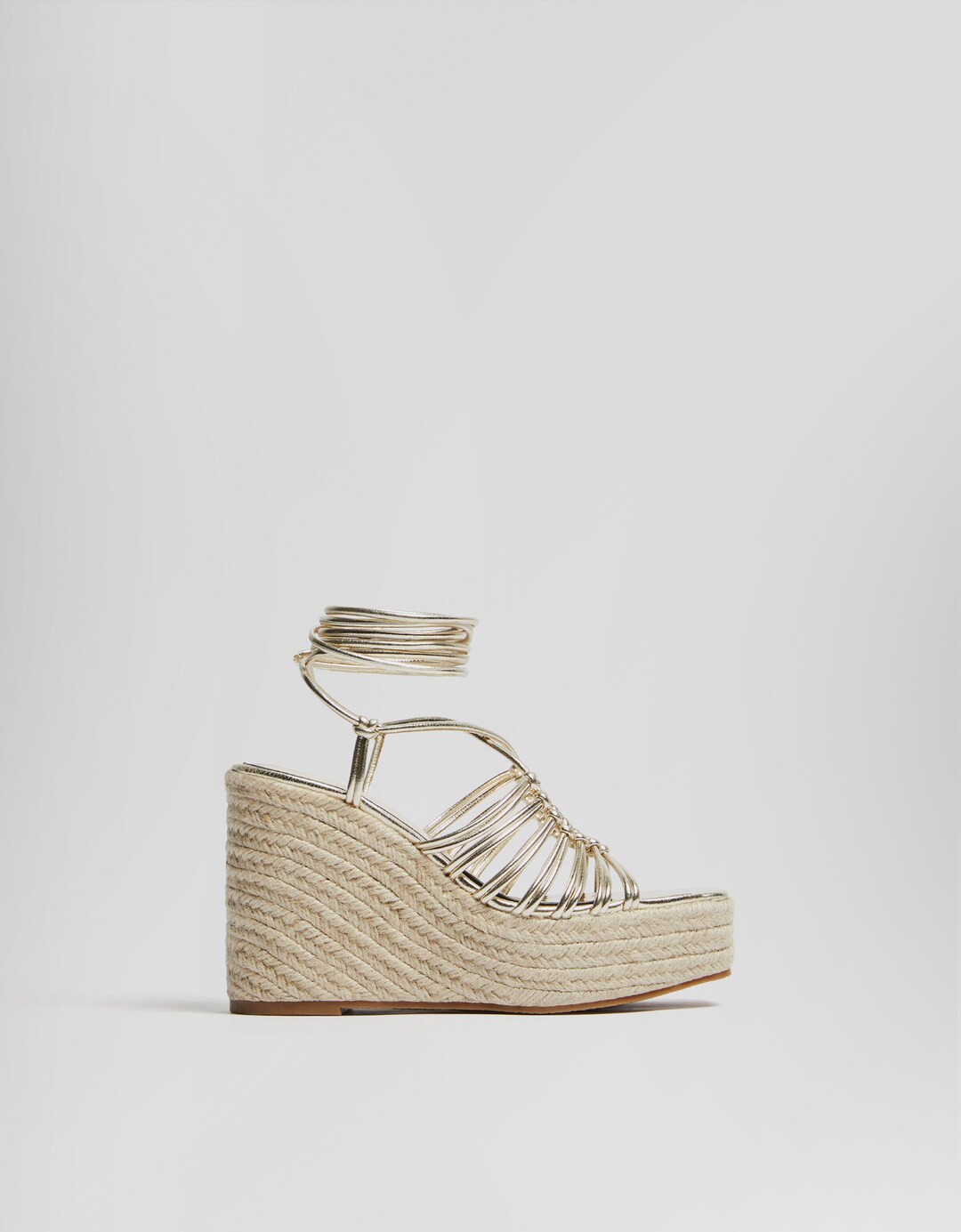 Lace up strappy wedge espadrilles