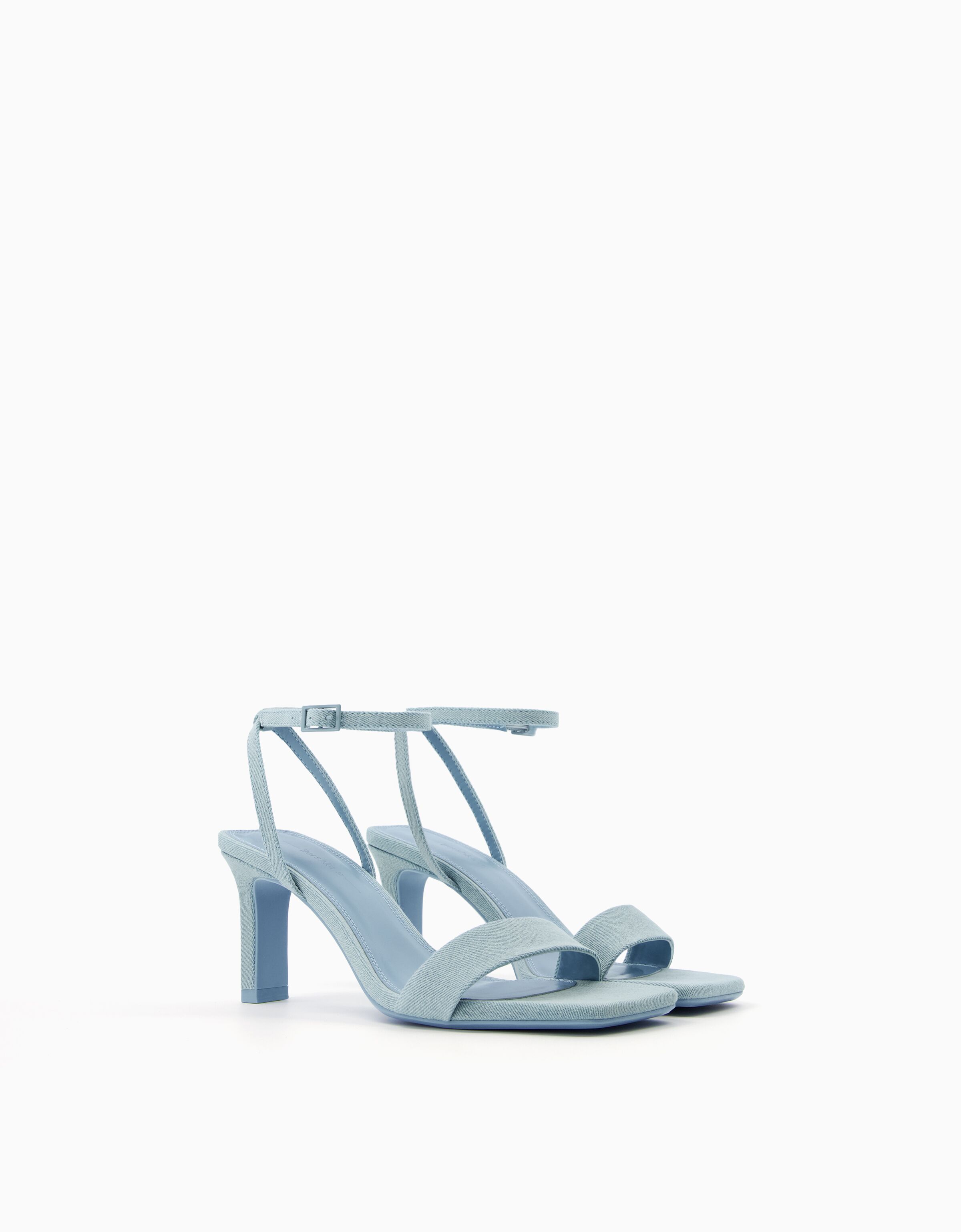 Denim sandals cheap heels