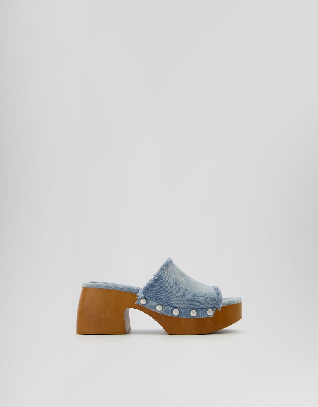 Denim platform heeled sandals