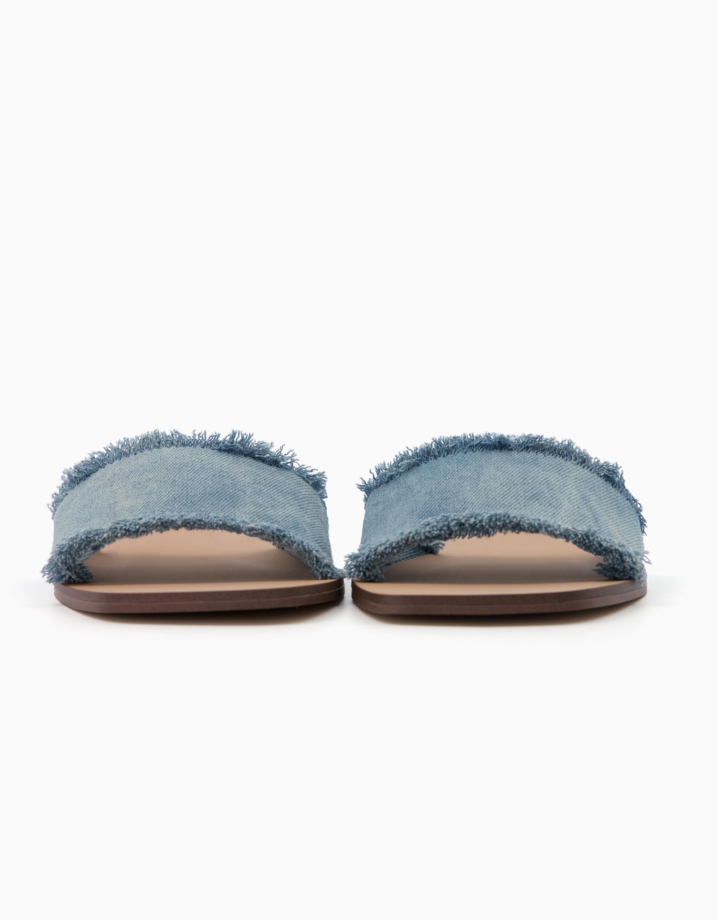 Denim flat slider sandals Women Bershka