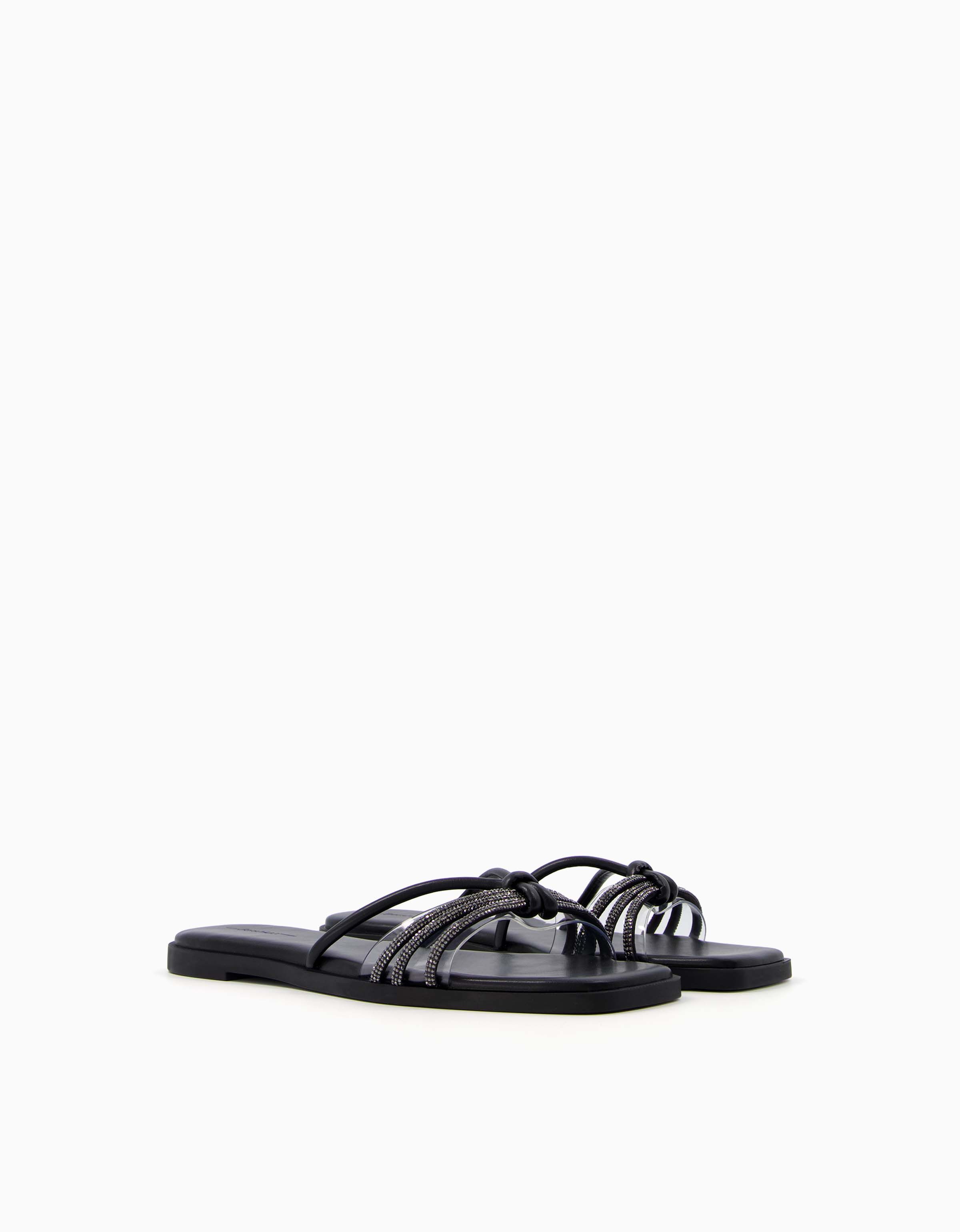 Red flat sandals best sale with rhinestones