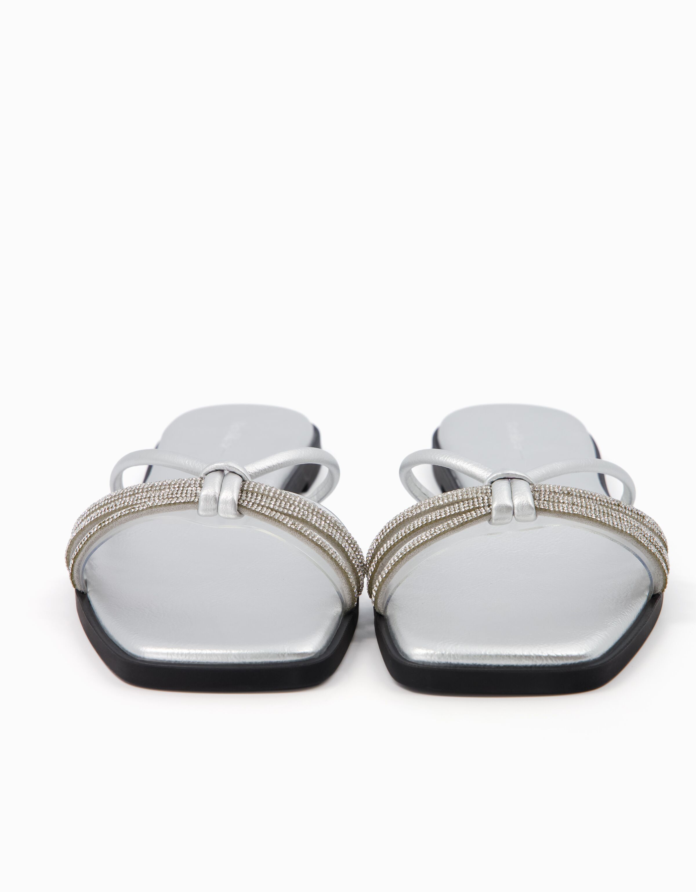 Silver flat sandals with rhinestones store
