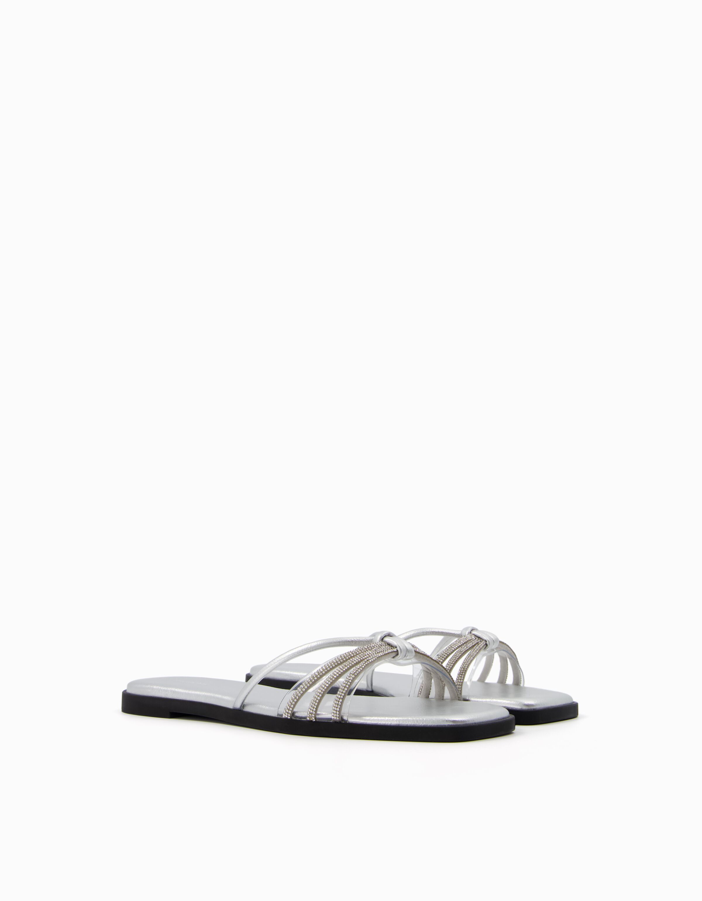 Sandali bassi con brillantini Donna Bershka