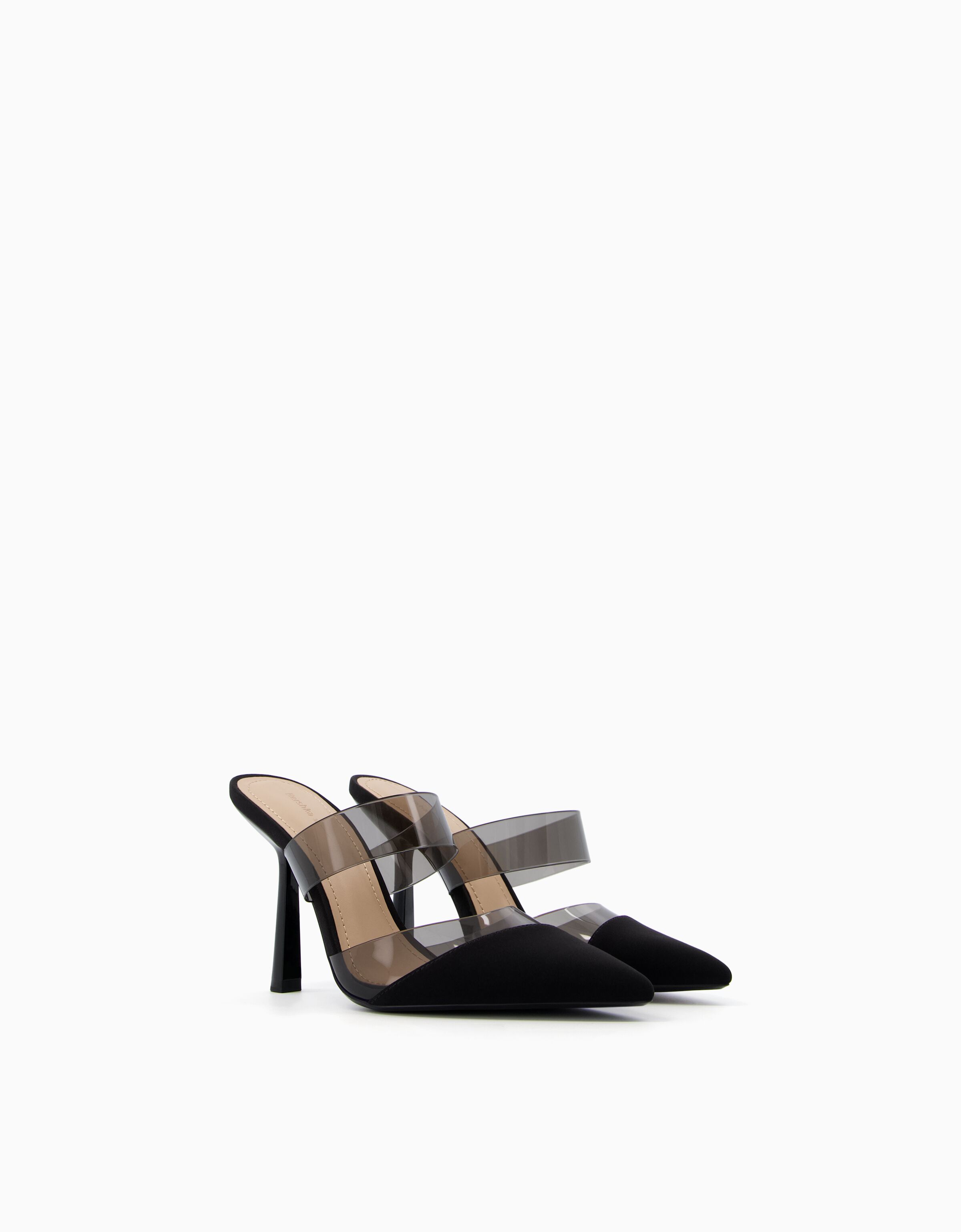 High heeled vinyl mule shop