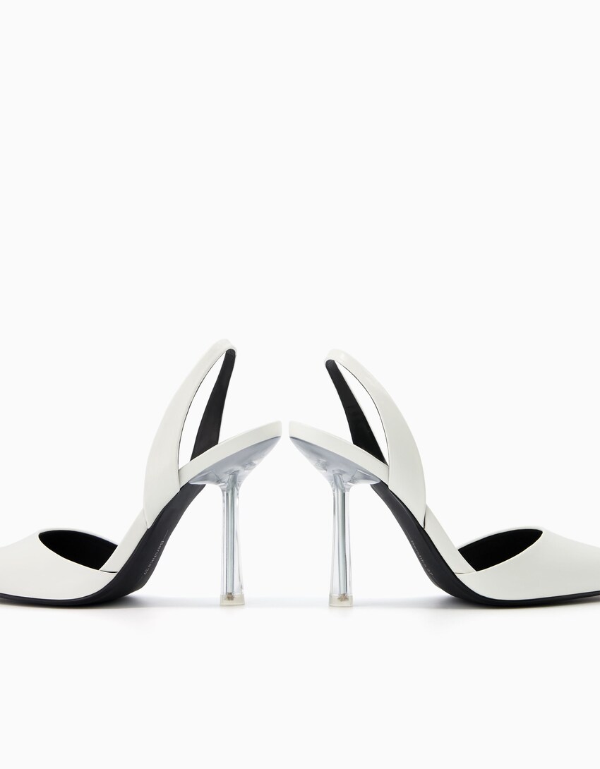 Absatzschuh mit offener Ferse-Weiss-2