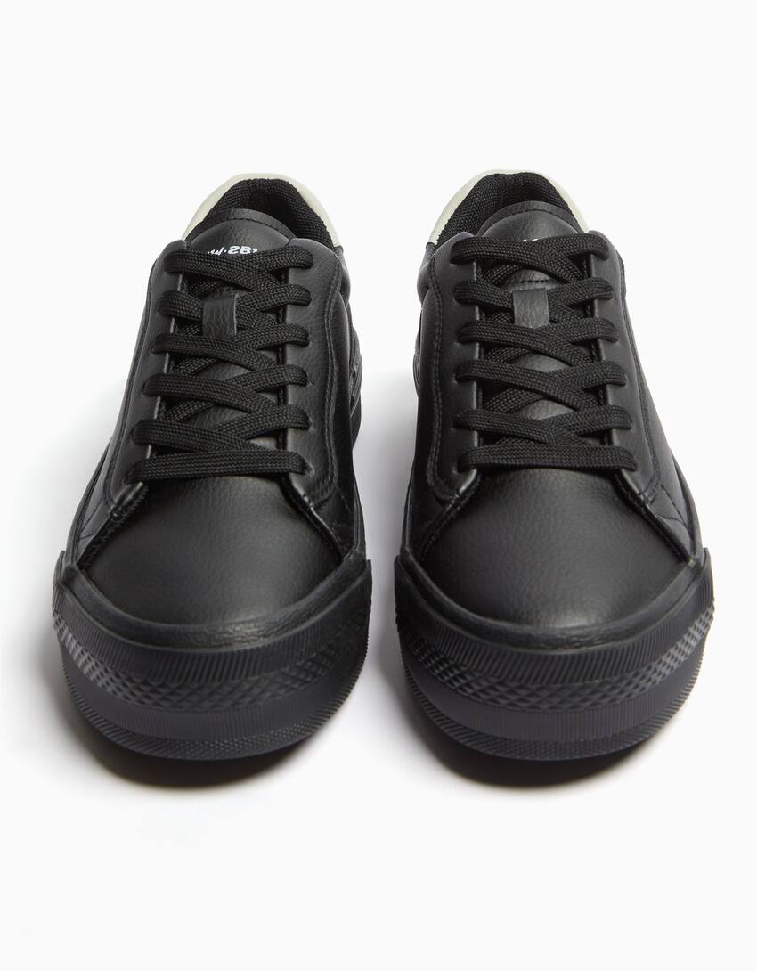 Zapatillas plataforma combinadas-Negro-2